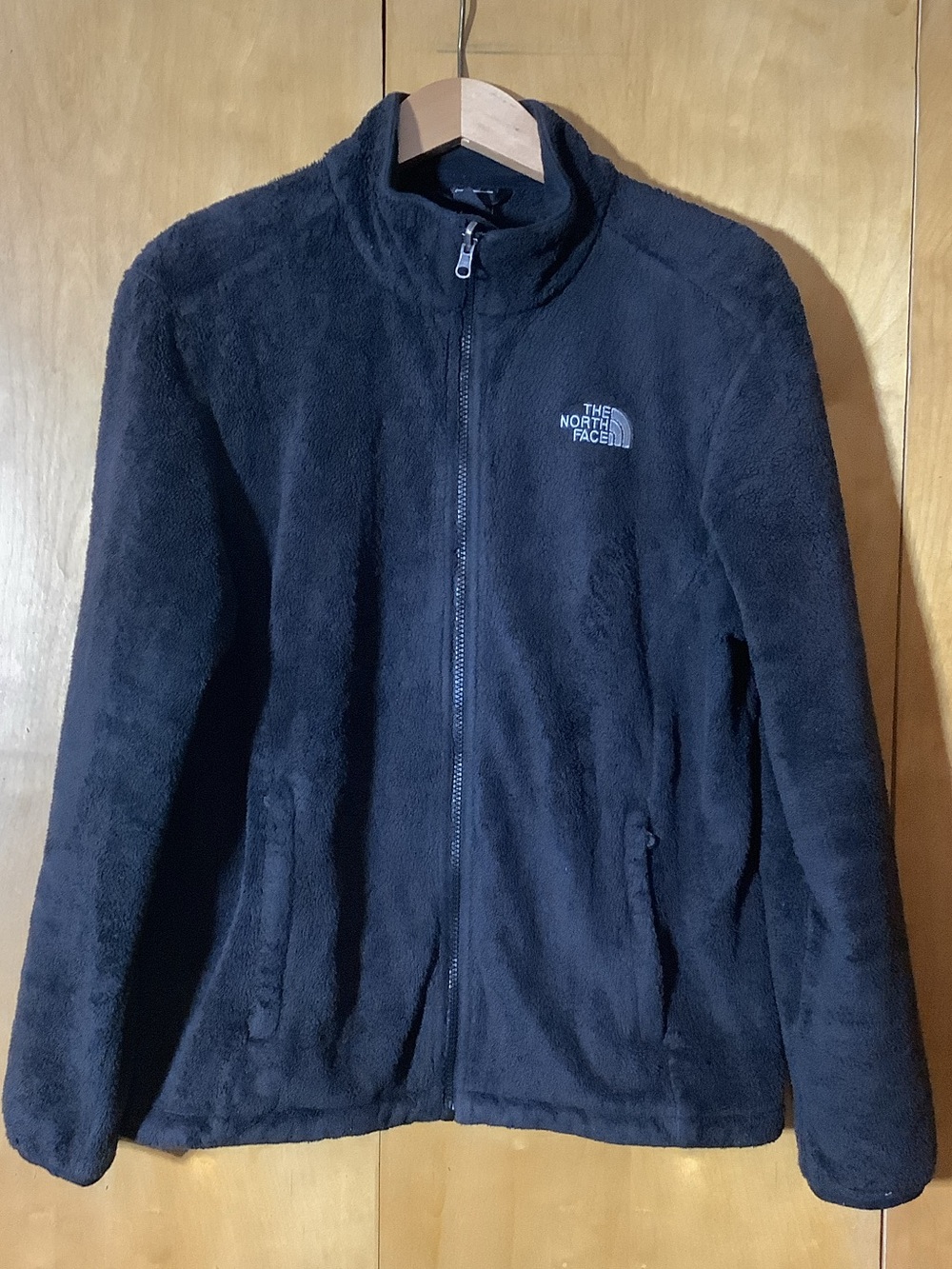 North Face black fuzzy full zip, size large